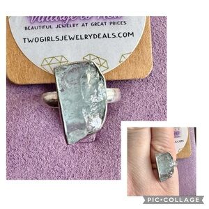 Rough Cut Aquamarine Sterling Silver Ring